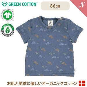 y[֖z O[Rbg Musli I[KjbNRbg NW  gbvX CfBS Whale Print short sleeve T 86cm I[KjbN I[KjbNRbg q xr[ GREEN COTTON f