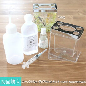 【初回購入者向け】 ハーバリウム 歯ブラシスタンド スクエア スターターキット｜ オイル付 制作テキスト付 キット 手作り 制作 ハンドメイド 歯ブラシポット 歯ブラシ入れ 洗面所 レジン 土台 プレゼント ギフト フラワー教室 イベント レッスン 母の日 アクリル 二重 構造