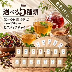 [お得セット] 5種類選べる ハーブティー 送料無料 無農薬 ノンカフェイン ブレンドハーブティー チャイ アイスティー
