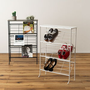 シューズラック W60×D23.5×H89.5cm オープンラック ディスプレイラック 3段 省スペース スリム おしゃれ 靴 シューズ 小物 本 雑誌 ディスプレイ 収納 玄関収納