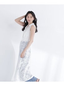 ノースリーブレースシャツワンピース NATURAL BEAUTY BASIC ナチュラルビューティベーシック ワンピース・ドレス ワンピース ホワイト ブラック【送料無料】[Rakuten Fashion]