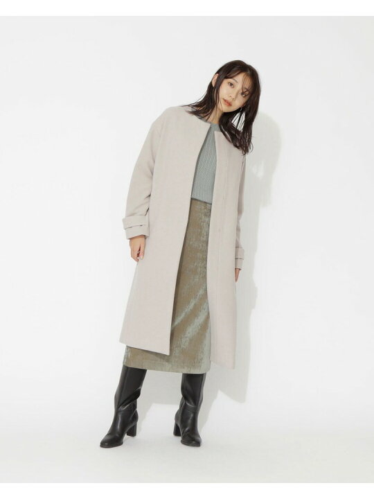 楽天市場】【SALE／50%OFF】ウールブレンドノーカラーコート NATURAL 