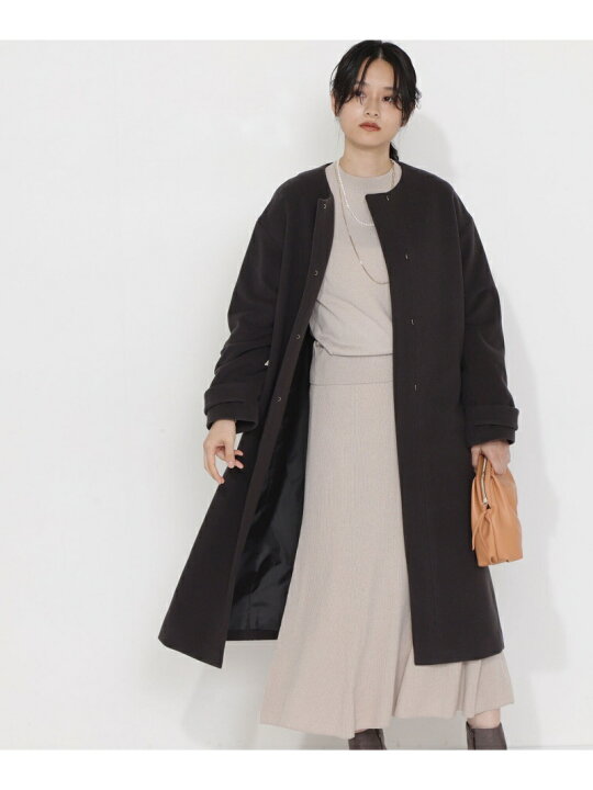 楽天市場】【SALE／50%OFF】ウールブレンドノーカラーコート NATURAL 