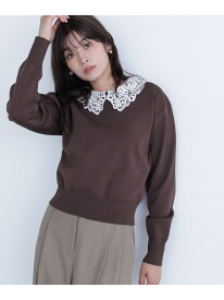 【SALE／30%OFF】レースカラーフォルムニット NATURAL BEAUTY BASIC ナチュラルビューティベーシック トップス ニット ブラウン ネイビー グレー【RBA_E】【送料無料】[Rakuten Fashion]