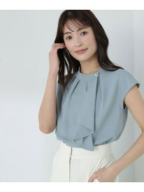 サイドラッフルボウブラウス NATURAL BEAUTY BASIC ナチュラルビューティベーシック トップス シャツ・ブラウス グレー グリーン【送料無料】[Rakuten Fashion]