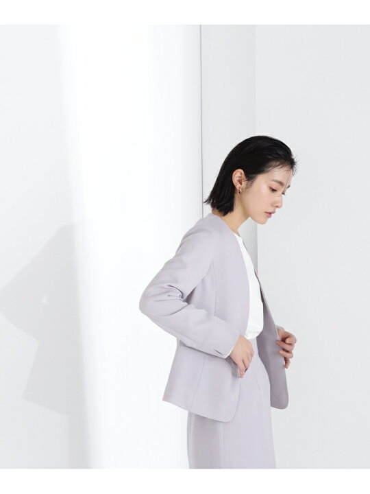 楽天市場】[洗える]＜ポリエステルドビーSET UP＞ノーカラージャケット  