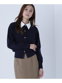 2wayカラーニットジャケット NATURAL BEAUTY BASIC ナチュラルビューティベーシック トップス カーディガン ネイビー ブラウン ホワイト グレー【送料無料】[Rakuten Fashion]
