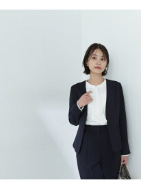 ドビーツイル SETUP ノーカラージャケット NATURAL BEAUTY BASIC ナチュラルビューティベーシック ジャケット・アウター テーラードジャケット・ブレザー ネイビー ベージュ【送料無料】[Rakuten Fashion]