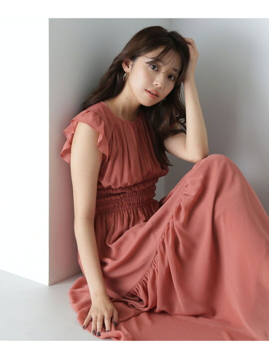 楊柳フリルスリーブワンピース NATURAL BEAUTY BASIC ナチュラルビューティベーシック ワンピース・ドレス ワンピース グレー オレンジ ブラック ベージュ 送料無料 Rakuten Fashion NATURAL BEAUTY BASIC