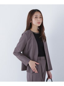 サマードライタッチ SETUP ノーカラージャケット NATURAL BEAUTY BASIC ナチュラルビューティベーシック ジャケット・アウター テーラードジャケット・ブレザー ブラウン グレー【送料無料】[Rakuten Fashion]