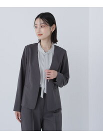 【SALE／30%OFF】サマードライタッチ SETUP ノーカラージャケット NATURAL BEAUTY BASIC ナチュラルビューティベーシック ジャケット・アウター テーラードジャケット・ブレザー ブラウン グレー【RBA_E】【送料無料】[Rakuten Fashion]