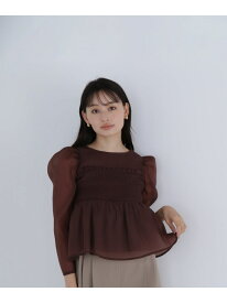 【SALE／60%OFF】ペプラムシャーリングブラウス NATURAL BEAUTY BASIC ナチュラルビューティベーシック トップス シャツ・ブラウス ピンク グレー【RBA_E】[Rakuten Fashion]