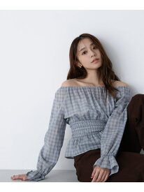 【SALE／60%OFF】チェックペプラムブラウス NATURAL BEAUTY BASIC ナチュラルビューティベーシック トップス シャツ・ブラウス ブラック ネイビー ブルー【RBA_E】[Rakuten Fashion]