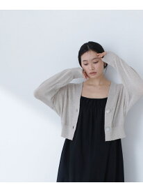 ＜クロップドシアーニットシリーズ＞シェルボタンカーディガン NATURAL BEAUTY BASIC ナチュラルビューティベーシック トップス カーディガン ベージュ ブラック【送料無料】[Rakuten Fashion]