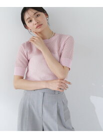 【SALE／30%OFF】シアーリブニット NATURAL BEAUTY BASIC ナチュラルビューティベーシック トップス ニット ピンク ホワイト【RBA_E】【送料無料】[Rakuten Fashion]