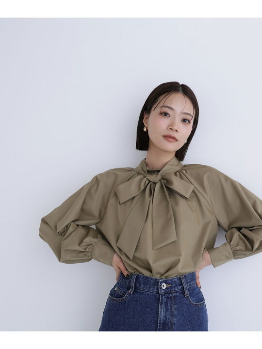 楽天市場】【SALE／10%OFF】ハイネックリボンボウブラウス NATURAL