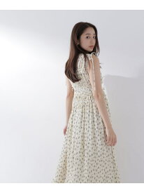 【SALE／50%OFF】フラワープリントドロストワンピース NATURAL BEAUTY BASIC ナチュラルビューティベーシック ワンピース・ドレス ワンピース ホワイト ブラック【RBA_E】【送料無料】[Rakuten Fashion]