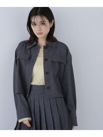 ステンカラーシャツブルゾン NATURAL BEAUTY BASIC ナチュラルビューティベーシック ジャケット・アウター ブルゾン・ジャンパー グレー ベージュ【送料無料】[Rakuten Fashion]