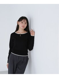 【SALE／10%OFF】メタルポイントバイカラーニット NATURAL BEAUTY BASIC ナチュラルビューティベーシック トップス ニット パープル ブラウン【RBA_E】【送料無料】[Rakuten Fashion]