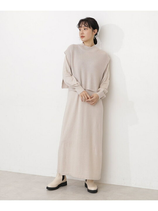 楽天市場 Sale 30 Off 洗える ベストレイヤードニットワンピース Natural Beauty Basic ナチュラルビューティベーシック スカート スカートその他 ホワイト グレー ピンク Rba E 送料無料 Rakuten Fashion Natural Beauty Basic