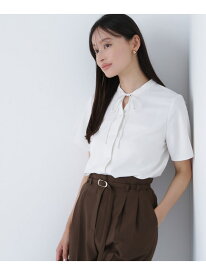 【SALE／50%OFF】ナローリボンタイブラウス NATURAL BEAUTY BASIC ナチュラルビューティベーシック トップス シャツ・ブラウス ベージュ グリーン ホワイト【RBA_E】[Rakuten Fashion]