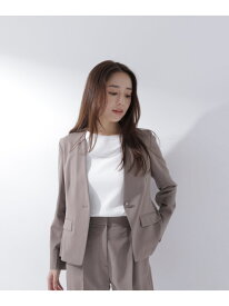 サマードライタッチ SETUP ノーカラージャケット NATURAL BEAUTY BASIC ナチュラルビューティベーシック ジャケット・アウター テーラードジャケット・ブレザー グレー ブラウン ベージュ【送料無料】[Rakuten Fashion]