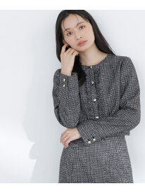 スプリングツイード SETUP ジャケット NATURAL BEAUTY BASIC ナチュラルビューティベーシック ジャケット・アウター ブルゾン・ジャンパー ベージュ ブラック【送料無料】[Rakuten Fashion]