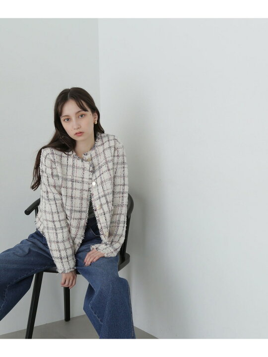 楽天市場】【SALE／30%OFF】ノーカラーツイードジャケット 24AW 