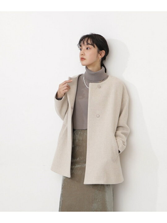 楽天市場】カシミヤブレンドライトコート ノーカラー NATURAL BEAUTY  
