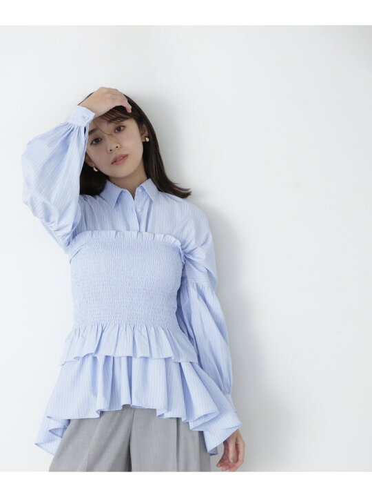 楽天市場】【SALE／50%OFF】ギャザーペプラムシャツ&ビスチェ NATURAL 