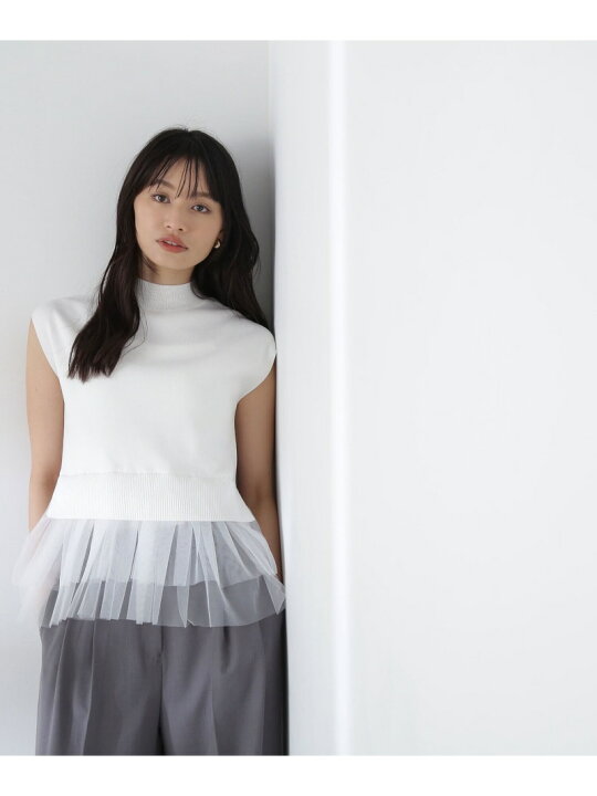 楽天市場】【SALE／50%OFF】チュールフリルレイヤードニット NATURAL 