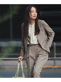 リネンライク SETUP ノーカラージャケット NATURAL BEAUTY BASIC ナチュラルビューティベーシック ジャケット・アウター テーラードジャケット・ブレザー グレー【送料無料】[Rakuten Fashion]