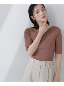 【SALE／30%OFF】ニュアンスネックラメリブニット NATURAL BEAUTY BASIC ナチュラルビューティベーシック トップス ニット ブルー ブラウン グレー【RBA_E】【送料無料】[Rakuten Fashion]