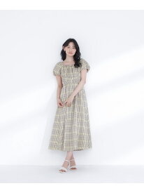 【SALE／30%OFF】チェックパフスリーブワンピース NATURAL BEAUTY BASIC ナチュラルビューティベーシック ワンピース・ドレス ワンピース イエロー ブラック【RBA_E】【送料無料】[Rakuten Fashion]
