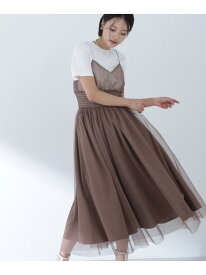 【SALE／60%OFF】チュールキャミワンピース* NATURAL BEAUTY BASIC ナチュラルビューティベーシック ワンピース・ドレス ワンピース ブラウン グレー ピンク【RBA_E】【送料無料】[Rakuten Fashion]