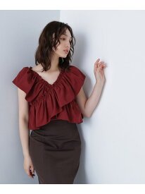 【SALE／30%OFF】クロスフリルギャザーブラウス NATURAL BEAUTY BASIC ナチュラルビューティベーシック トップス シャツ・ブラウス ホワイト ブラック【RBA_E】【送料無料】[Rakuten Fashion]