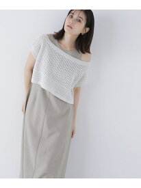 透かし編みニット&アメスリワンピース NATURAL BEAUTY BASIC ナチュラルビューティベーシック スカート その他のスカート ホワイト ブラック【先行予約】*【送料無料】[Rakuten Fashion]