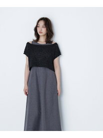 【SALE／50%OFF】透かし編みニット&アメスリワンピース* NATURAL BEAUTY BASIC ナチュラルビューティベーシック スカート その他のスカート ブラック ホワイト【RBA_E】【送料無料】[Rakuten Fashion]