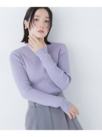 ハートボタンカフスニット NATURAL BEAUTY BASIC ナチュラルビューティベーシック トップス ニット ベージュ ホワイト パープル グレー【送料無料】[Rakuten Fashion]