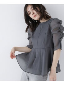 【SALE／10%OFF】シアーペプラムブラウス NATURAL BEAUTY BASIC ナチュラルビューティベーシック トップス シャツ・ブラウス ホワイト グレー【RBA_E】【送料無料】[Rakuten Fashion]