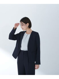 【SALE／30%OFF】ドビーツイル SETUP ノーカラージャケット* NATURAL BEAUTY BASIC ナチュラルビューティベーシック ジャケット・アウター テーラードジャケット・ブレザー ネイビー グレー【RBA_E】【送料無料】[Rakuten Fashion]
