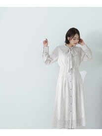 【SALE／50%OFF】シアーストライプボウタイワンピース NATURAL BEAUTY BASIC ナチュラルビューティベーシック ワンピース・ドレス ワンピース ベージュ グレー ネイビー【RBA_E】【送料無料】[Rakuten Fashion]