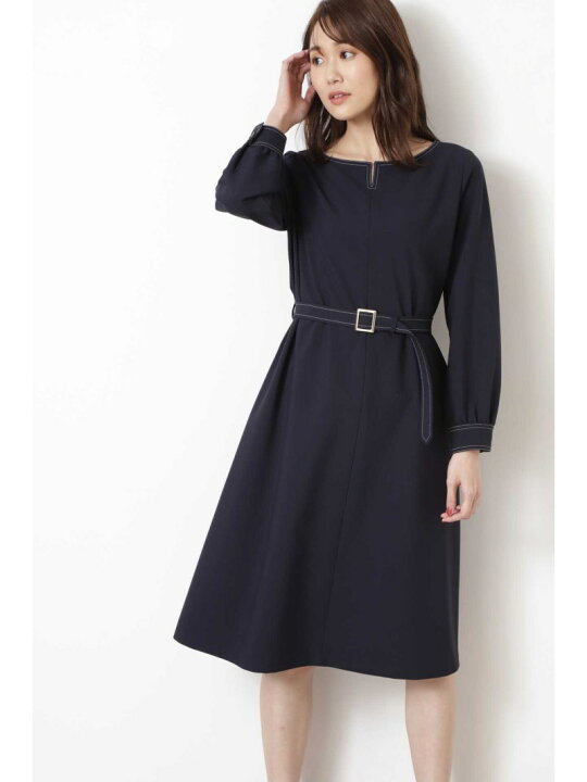 楽天市場 Rakuten Fashion 洗える バイカラーステッチワンピース Natural Beauty Basic ナチュラルビューティベーシック ワンピース ワンピースその他 ネイビー 送料無料 Natural Beauty Basic
