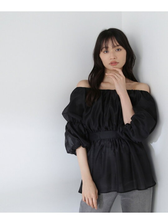 楽天市場】シアーギャザーペプラムブラウス半袖 NATURAL BEAUTY BASIC 