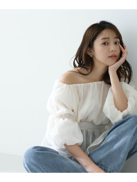 楽天市場】シアーギャザーペプラムブラウス半袖 NATURAL BEAUTY BASIC 
