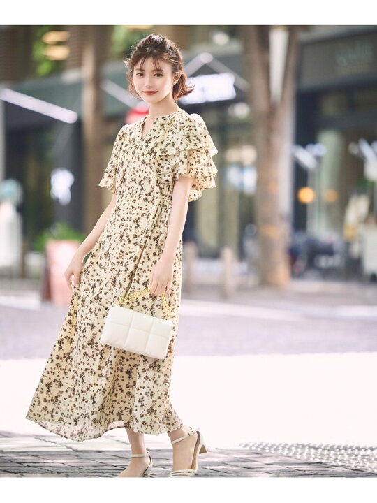 楽天市場】【SALE／50%OFF】ミニフラワーフリルスリーブワンピース 