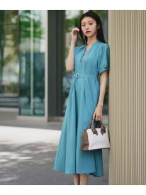 リネンライクベルテッドワンピース NATURAL BEAUTY BASIC ナチュラルビューティベーシック ワンピース・ドレス ワンピース ネイビー ブラウン【送料無料】[Rakuten Fashion]