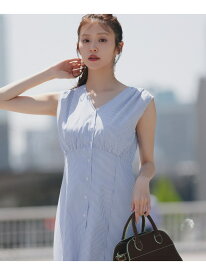 【SALE／30%OFF】Vネックストライプワンピース NATURAL BEAUTY BASIC ナチュラルビューティベーシック ワンピース・ドレス ワンピース ベージュ ブルー【RBA_E】【送料無料】[Rakuten Fashion]