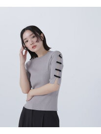 【SALE／30%OFF】リボンスリーブニット NATURAL BEAUTY BASIC ナチュラルビューティベーシック トップス ニット ホワイト ブラック【RBA_E】【送料無料】[Rakuten Fashion]