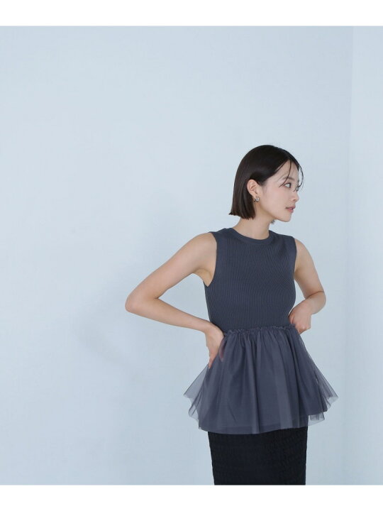 楽天市場】ペプラムチュールドッキングニット NATURAL BEAUTY BASIC 